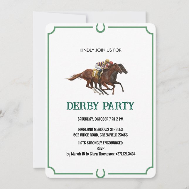 Vintage Derby Horse Racing Party Invite (Front)