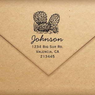 Vintage Desert Cactus Return Address Rubber Stamp