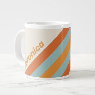 Vintage Desert Flower Stripes with Name Large Coffee Mug