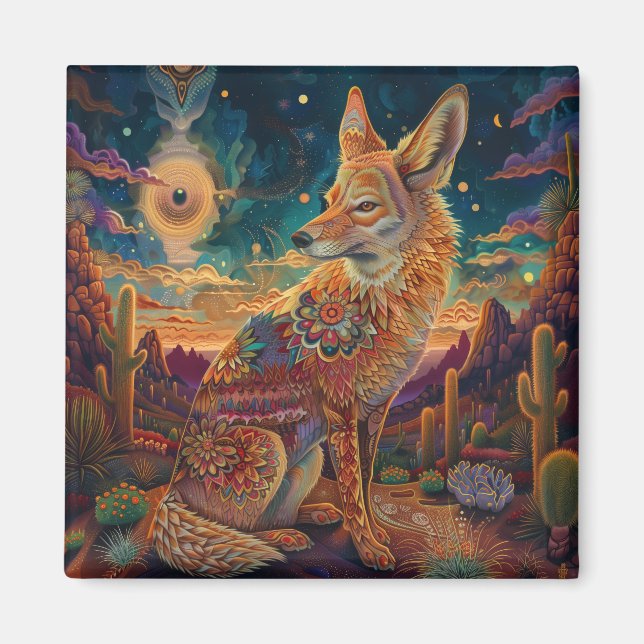 Vintage Desert Fox Whimsical Animals Magnet (Front)