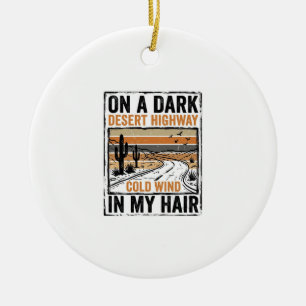 Vintage Desert Highway Wind Graphic T-Shirt Design Ceramic Tree Decoration