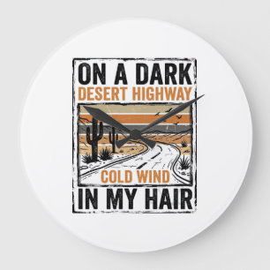 Vintage Desert Highway Wind Graphic T-Shirt Design Large Clock