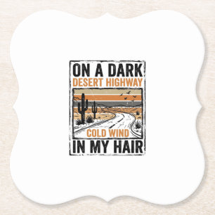 Vintage Desert Highway Wind Graphic T-Shirt Design Paper Coaster