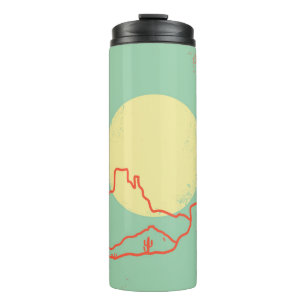 Vintage Desert landscape with Cactuses and Canyon. Thermal Tumbler