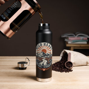 Vintage Desert Mountain Adventure Badge Water Bottle