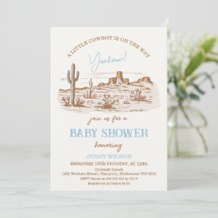 Vintage Desert Western Little Cowboy Baby Shower Invitation