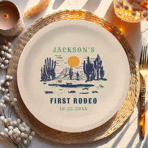 Vintage Desert Western Wild West 1st Birthday Paper Plate