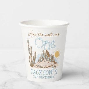 Vintage Desert Wild West Western 1st Birthday  Paper Cups