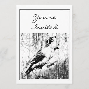 Vintage Design California Quail Party Invite