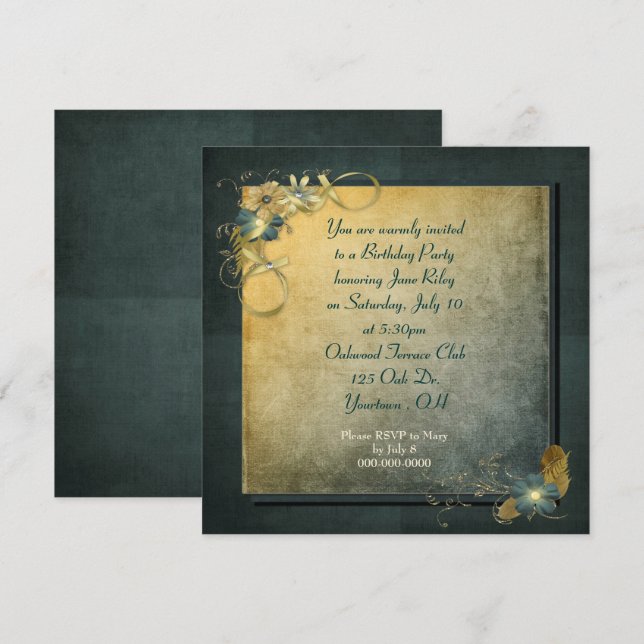 vintage design for Birthday Party Invitation (Front/Back)