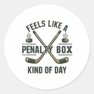 Vintage Design Penalty Box Mood Hockey Day Graphic Classic Round Sticker