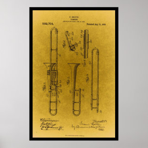 Vintage Design Retro trombone patent print