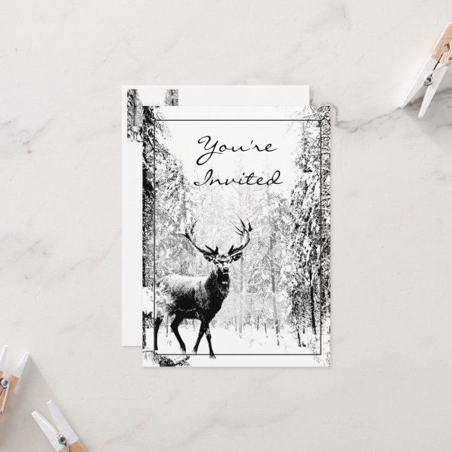 Vintage Design Stag Party  Wedding Invite (Front/Back In Situ)