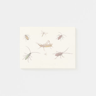 Vintage design with seven different insects post-it notes