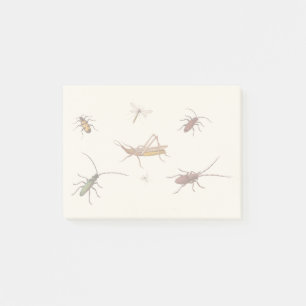 Vintage design with seven different insects post-it notes
