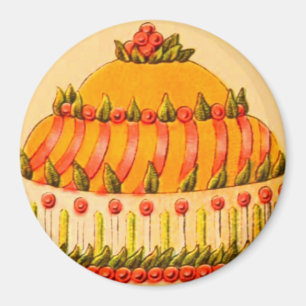 Vintage dessert cake food illustration  magnet