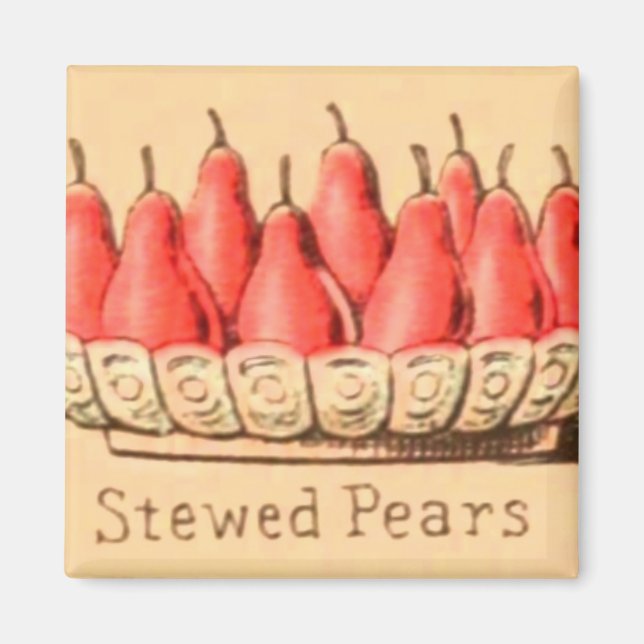 Vintage desserts stewed pears fruit illustration  magnet (Front)