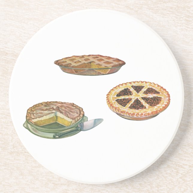 Vintage Desserts, Thanksgiving Pies, Pecan Pumpkin Coaster (Front)