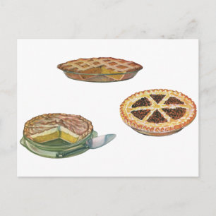 Vintage Desserts, Thanksgiving Pies, Pecan Pumpkin Postcard
