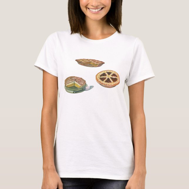 Vintage Desserts, Thanksgiving Pies, Pecan Pumpkin T-Shirt (Front)