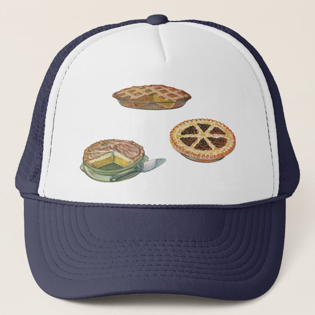 Vintage Desserts, Thanksgiving Pies, Pecan Pumpkin Trucker Hat (Front)