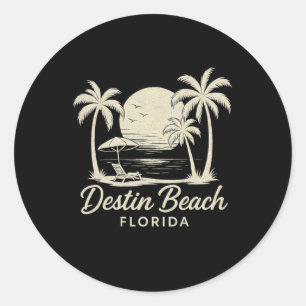 Vintage Destin Beach Florida Fl Retro Beach Sunset Classic Round Sticker