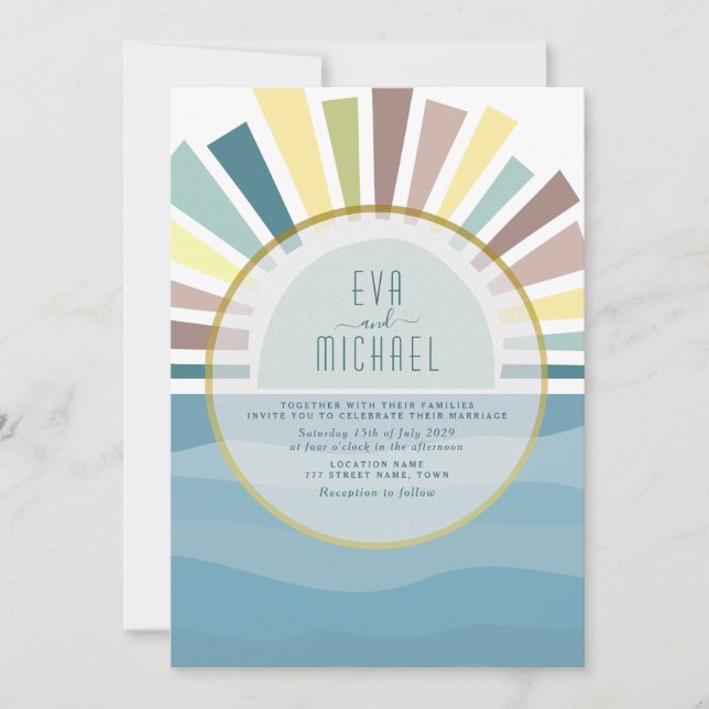 Vintage Destination Beach Wedding Invitation (Front)