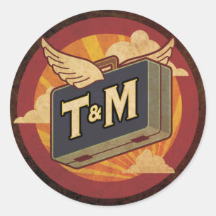 Vintage Destination Dark Luggage Sticker