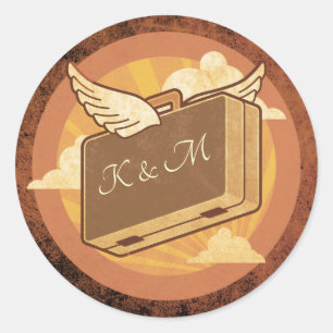 Vintage Destination Monogrammed Luggage Sticker