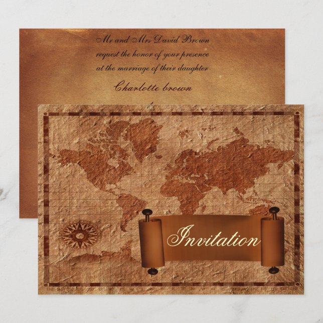 vintage destination wedding invitation (Front/Back)