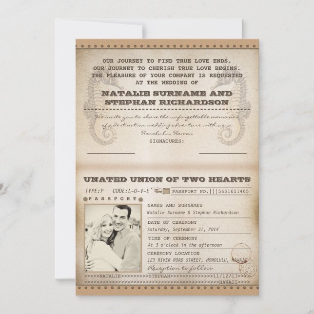 vintage destination wedding passports invites (Front)