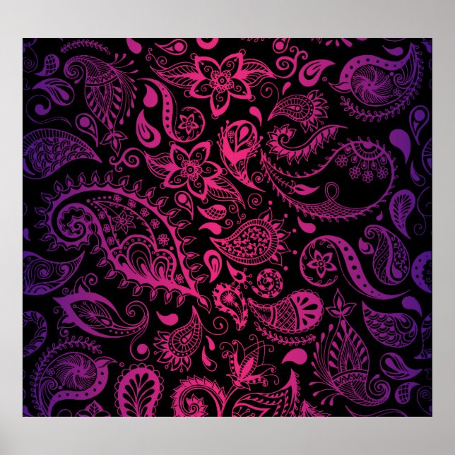 Vintage Detailed Flowers Seamless Illustration Poster (Front)