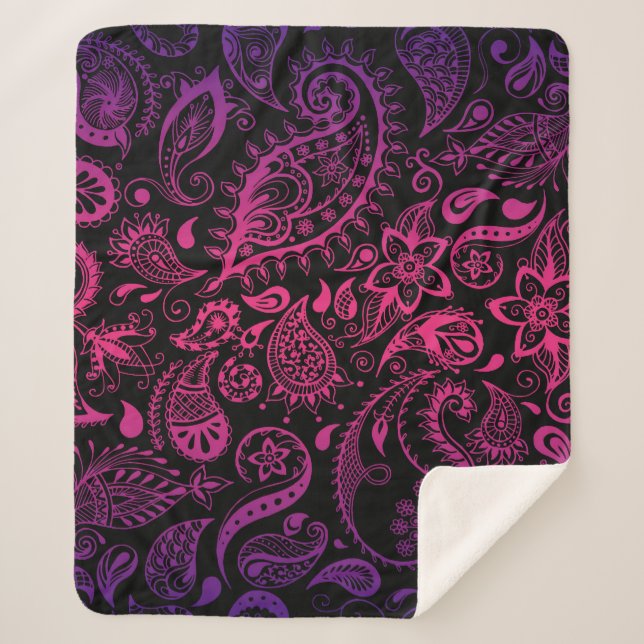 Vintage Detailed Flowers Seamless Illustration Sherpa Blanket (Front)
