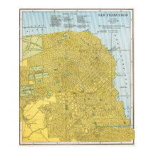 Vintage Detailed Golden San Francisco Map 1888