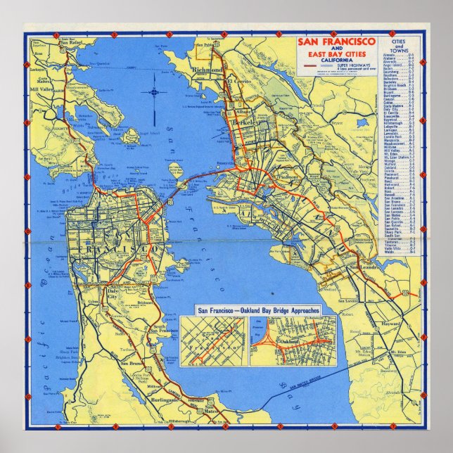Vintage Detailed Map of San Francisco Poster (Front)