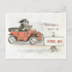 Vintage Detroit Auto Postcard
