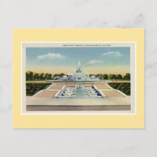 Vintage Detroit Belle Isle Memorial Fountain Postcard