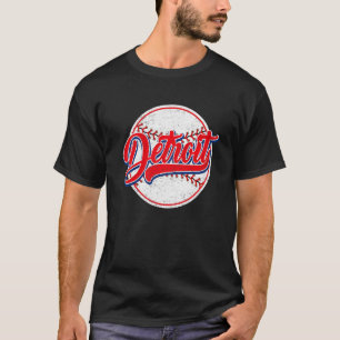 Vintage Detroit Cityscape Baseball For Men Women T-Shirt