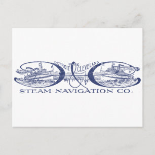 Vintage Detroit & Cleveland Steam Navigation Blue Postcard