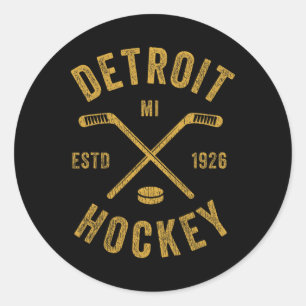 Vintage Detroit Mi Ice Hockey Sticks Detroit Hocke Classic Round Sticker