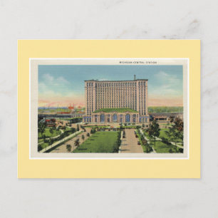 Vintage Detroit Michigan Central Station Postcard