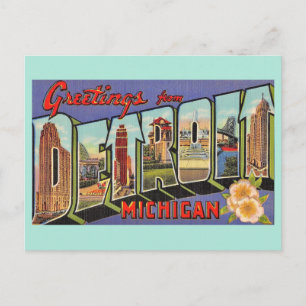Vintage Detroit Michigan Greeting Postcard