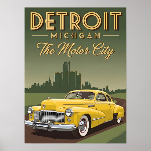 Vintage Detroit Michigan the motor city Poster (Front)