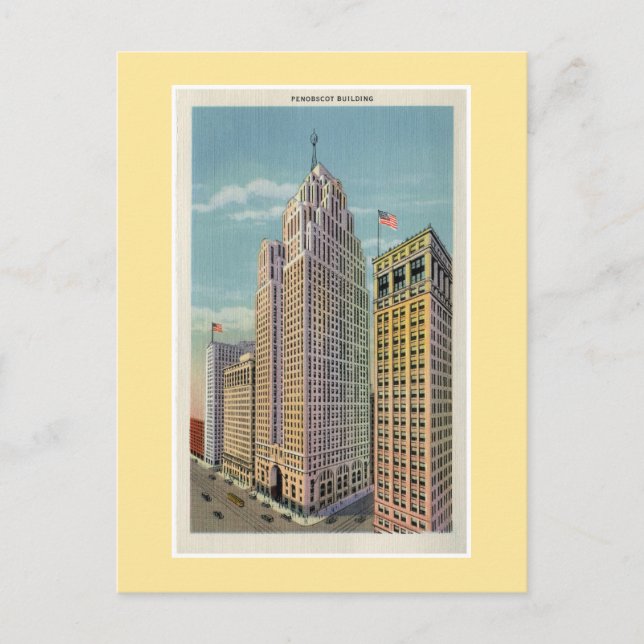 Vintage Detroit Penobscot Building Postcard (Front)