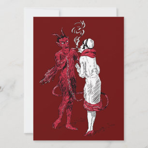 Vintage Devil and Woman Smoking