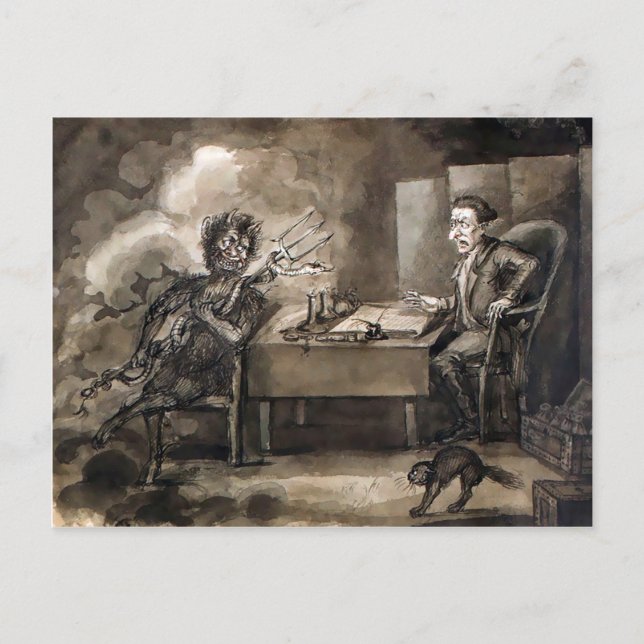 Vintage Devil Art Postcard (Front)