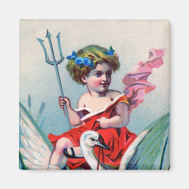 Vintage Devil Child & Swan Magnet (Front)