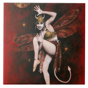 Vintage Devil Lady Ceramic Tile