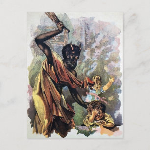 Vintage Devil Punishing Child Postcard