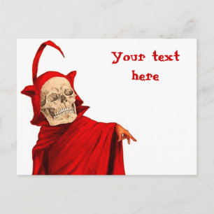 Vintage Devil Skeleton Skull Halloween Faust Death Postcard